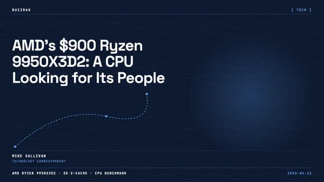 Man in glasses with confused expression beside glowing AMD Ryzen 9 processor box against red background with "WHO IS THIS…