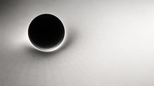 Black hole with colorful light distortion effect and "WE MIGHT BE WRONG" text on black background with NS logo