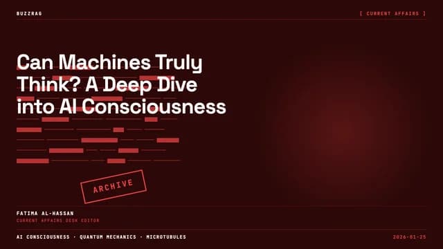 Two people discussing artificial consciousness against a digital background with "ARTIFICIAL CONSCIOUSNESS" text and IAI logo