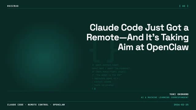VS Code editor showing colorful "CLAUDE REMOTE!" text overlaid on code, with "RIP OPENCLAW!" banner and Claude Code Remote…