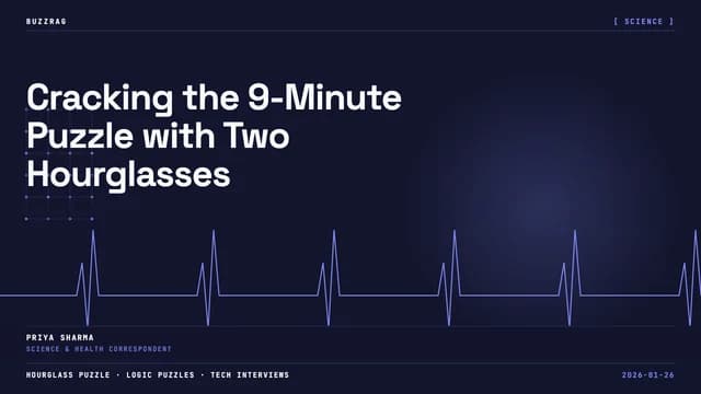 Two hourglasses measuring 4 and 7 minutes with yellow sand, illustrating a timing puzzle to measure exactly 9 minutes.