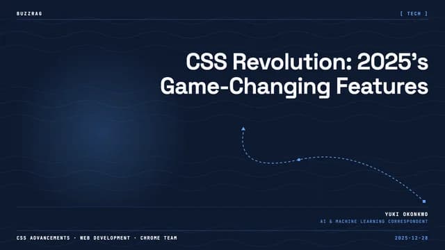 A man with a surprised expression stands next to a colorful 3D "CSS WRAPPED 2025" graphic featuring a blue character…