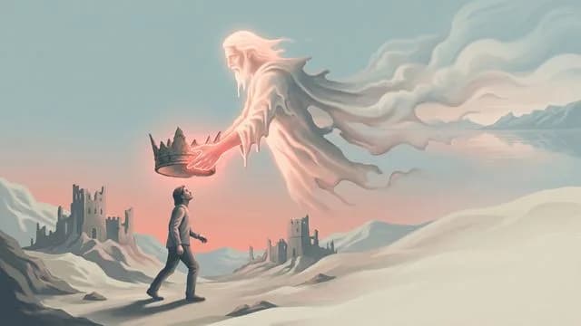 Three divine beings stand in a misty mountain realm with glowing text asking "Where Were They?" overlaid on the scene.