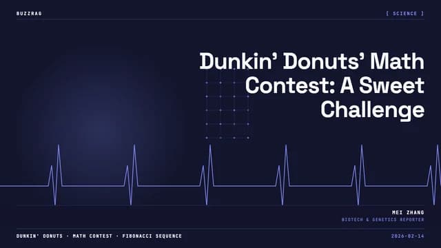 Man in Dunkin' Donuts shirt points at blackboard with mathematical equations circled in red while discussing a problem