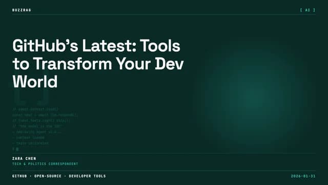 Developer wearing headset at dual monitors displaying code and analytics dashboards with "31 Trending Open Source Projects"…