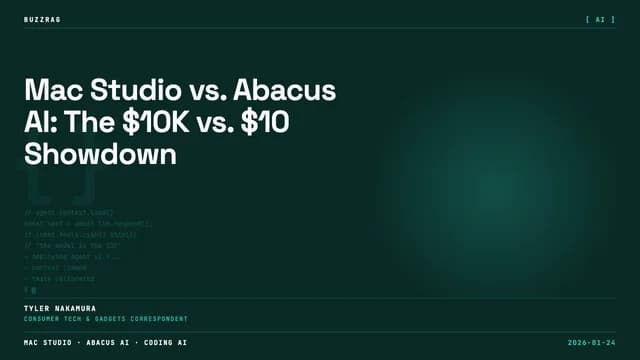 Man in blue shirt covering his face in disbelief beside a $10,000 Mac Studio on left and glowing cloud icon labeled $10 on…