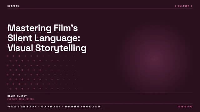 Three film stills split vertically with text "Show Don't Tell" above a hand holding a snake, illustrating visual narrative…