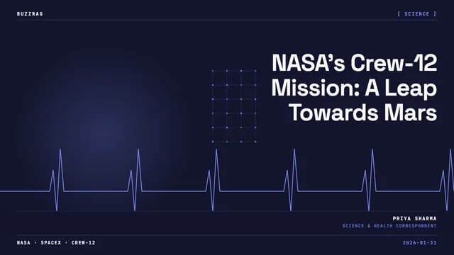 NASA logo with SpaceX Crew-12 mission title displayed over collage of rocket launch, astronauts in space, and Earth from…