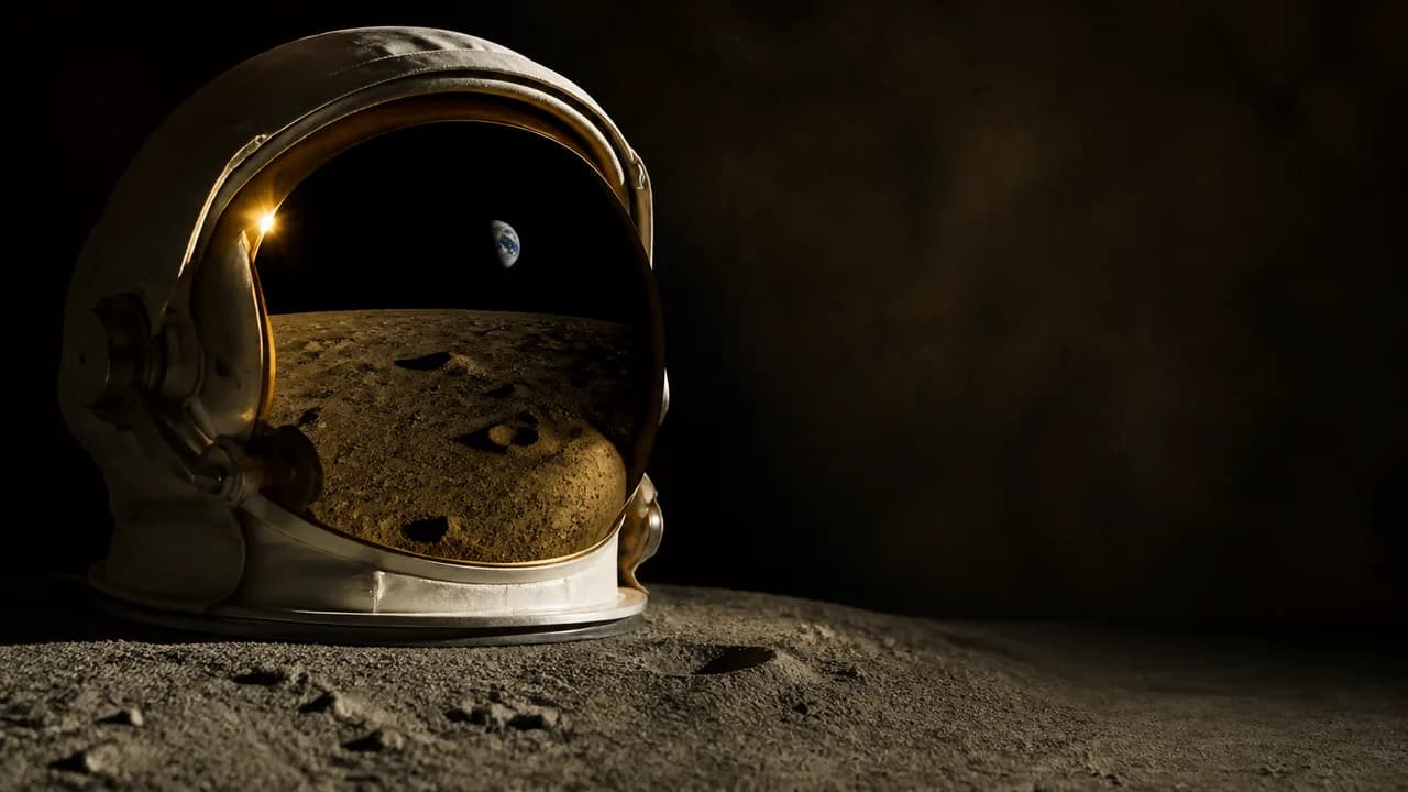 Neil Armstrong in Apollo 11 flight suit with text overlay joking about fathers' nightmares regarding the moon landing…