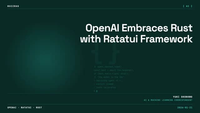 Ratatui logo with pixel art styling against hexagonal background, showing 100% completion rate and 17.5k stars