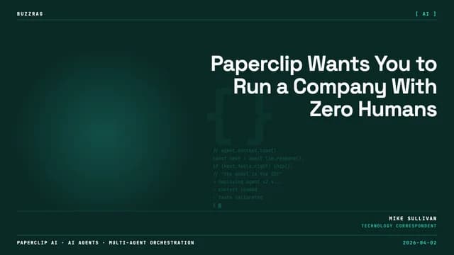 Young man in bright red shirt with tired expression next to bold text reading "Paperclip is insane" with red underline