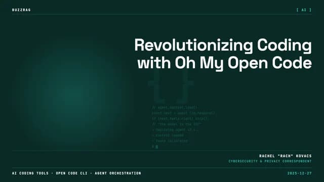 OpenCode development environment with "OH MY OPENCODE" text overlay and "REALLY GOOD!" badge, showing code editor, file…