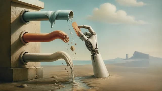 Woman presenting AI engineering concepts with pipeline architecture diagrams and performance metrics displayed behind her…