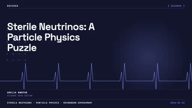 Green spheres labeled with neutrino types surround a pink question mark sphere, with PBS logo and "THE MISSING NEUTRINO?"…