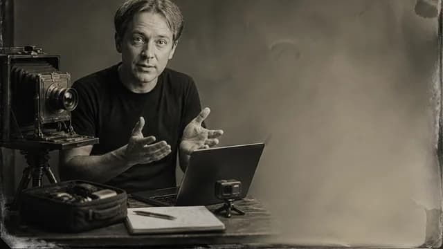 Man in maroon shirt gestures while discussing a Reddit question about video thumbnails on a WIRED set