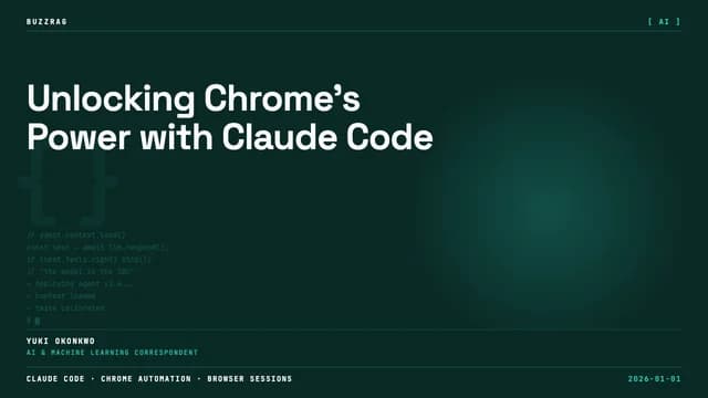 Retro arcade-style orange brick text reading "CLAUDE CODE WITH CHROME" on black background with colorful border and Chrome…