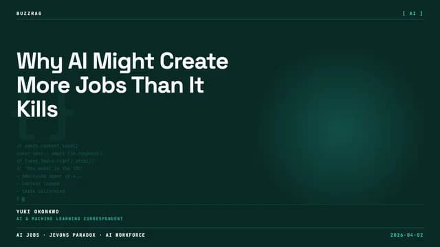 Man in black shirt gesturing while presenting AI concepts diagram with "think series" branding and text overlay about AI…