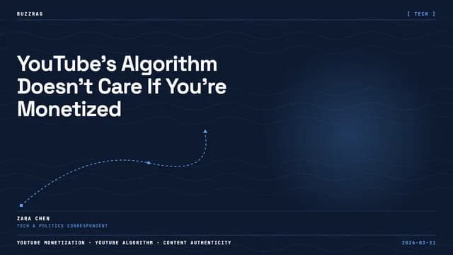 Bald man with blue glasses and beard looks thoughtful with hand to chin next to red dollar sign circle and text "It's NOT AI