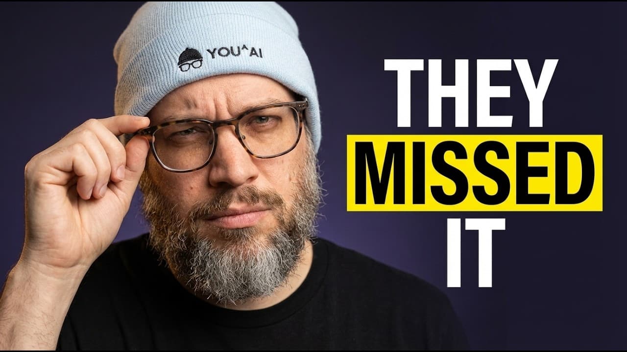Bearded man wearing glasses and white beanie adjusts his frames against dark background with bold text reading "THEY MISSED…