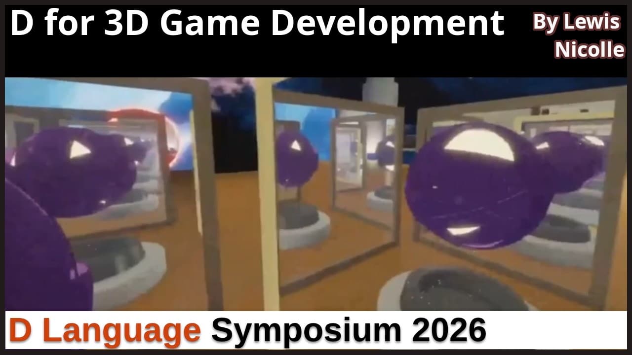 Purple spherical character in a mirror-filled 3D game environment showcasing reflection effects and spatial geometry