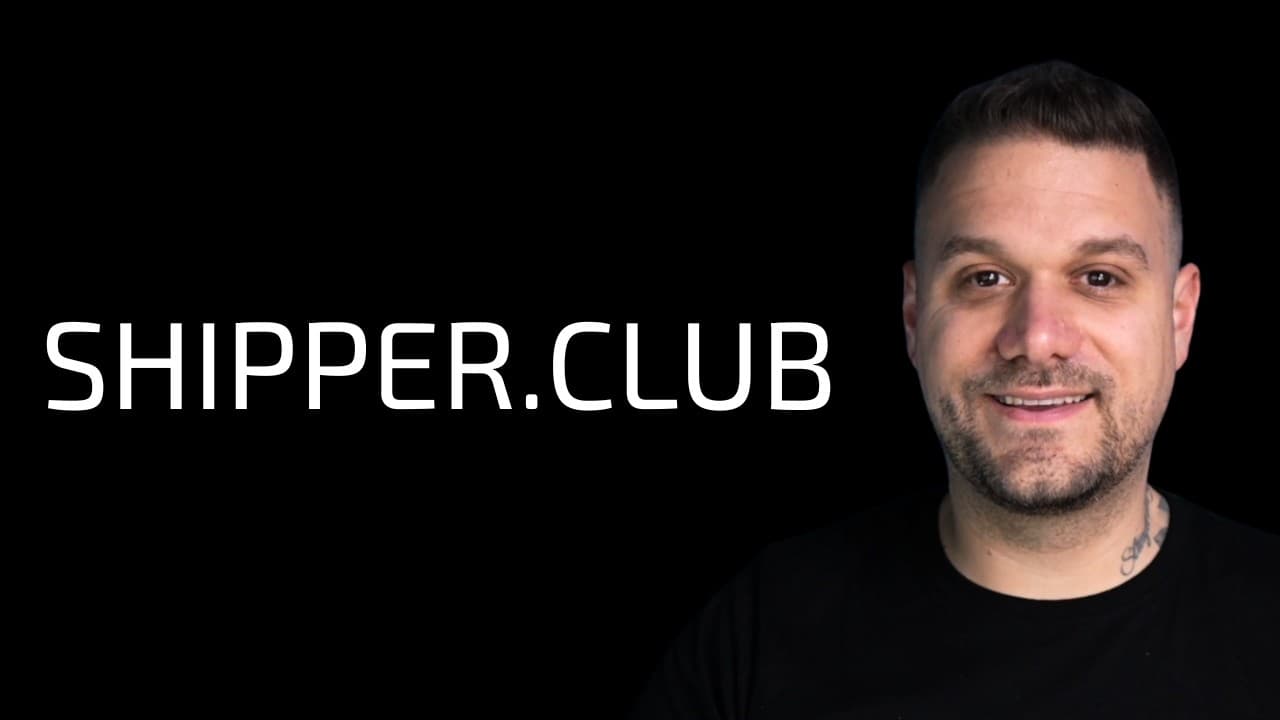 Man smiling at camera against black background with "SHIPPER.CLUB" text on left side