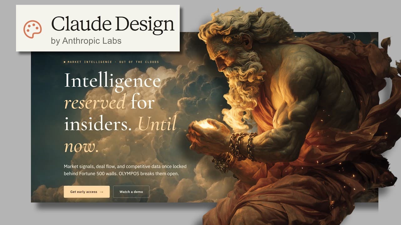 Claude Design by Anthropic Labs homepage displaying classical artwork with text "Intelligence reserved for insiders. Until…