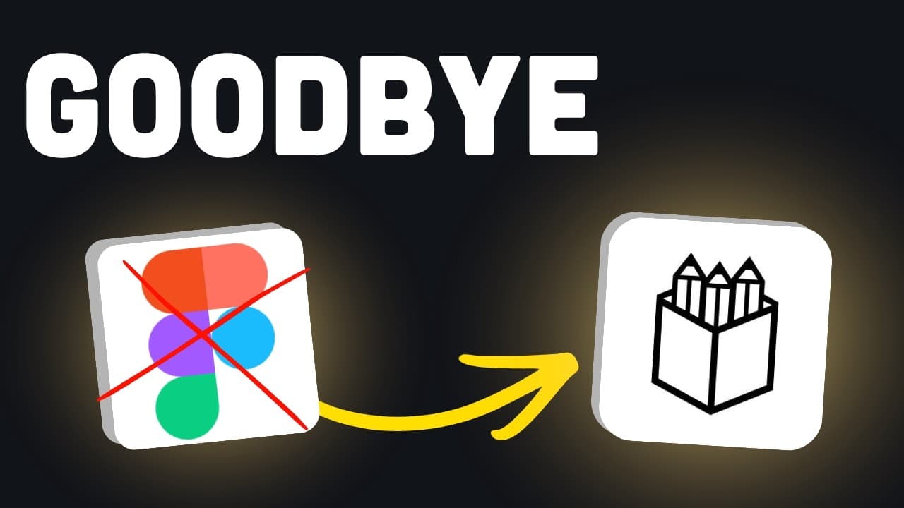 A Figma logo with a red X crossed through it, with a yellow arrow pointing to an open book icon, against a dark background…