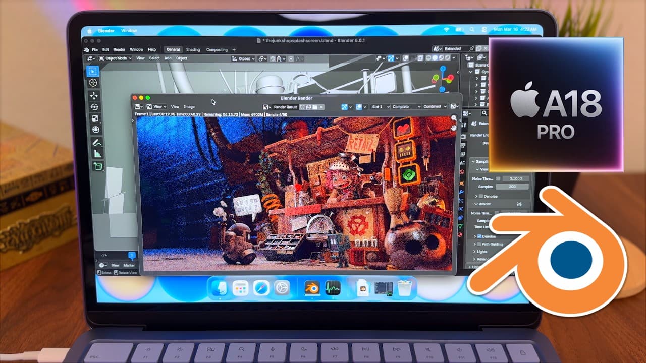 MacBook Neo's A18 Pro Chip Hits a Wall in Blender Testing