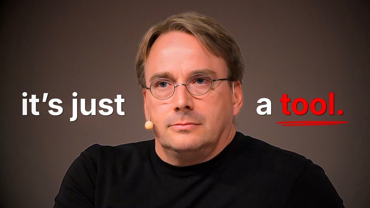 Man in glasses wearing black shirt against brown background with text "it's just a tool" overlaid