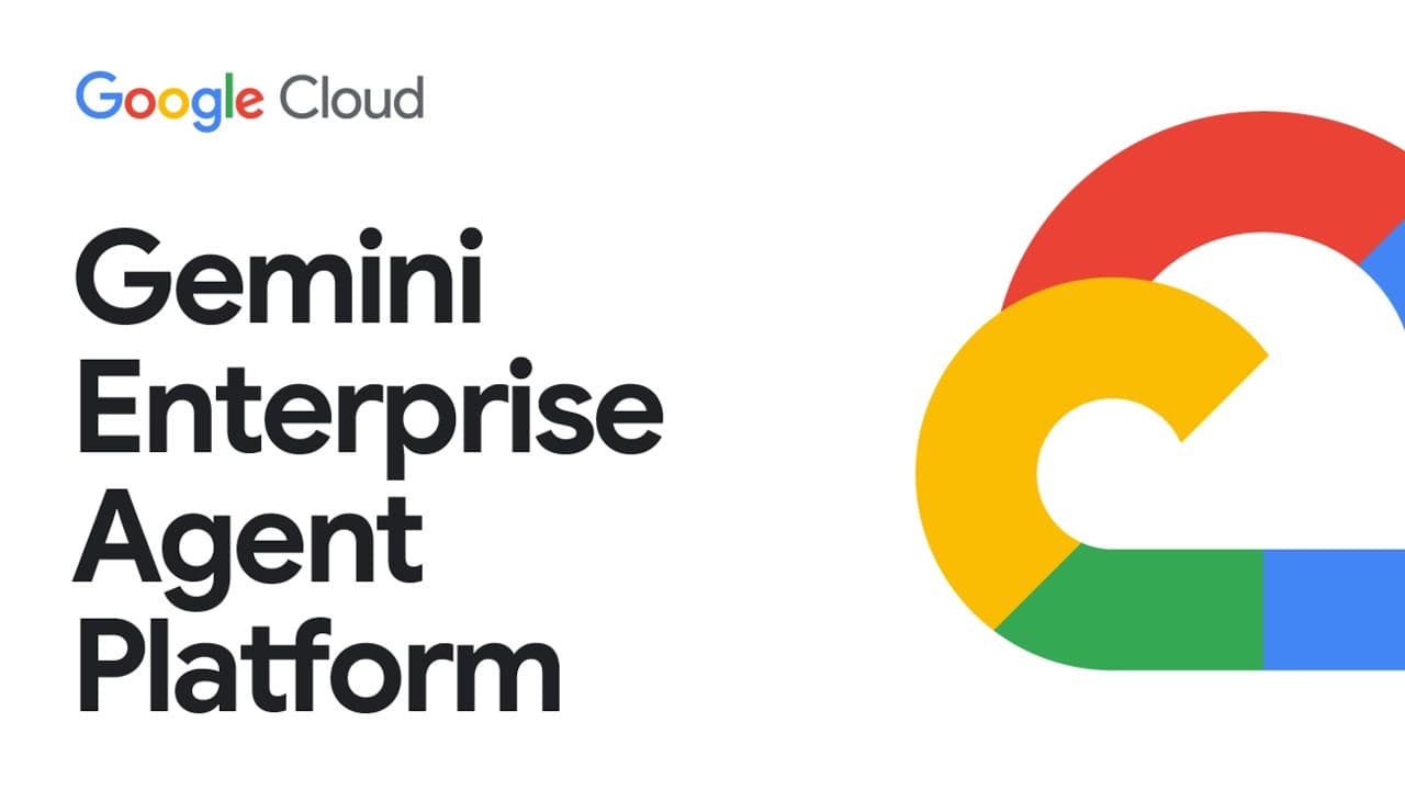 Google Cloud logo with "Gemini Enterprise Agent Platform" text on left side, colorful Google "G" icon on right against…