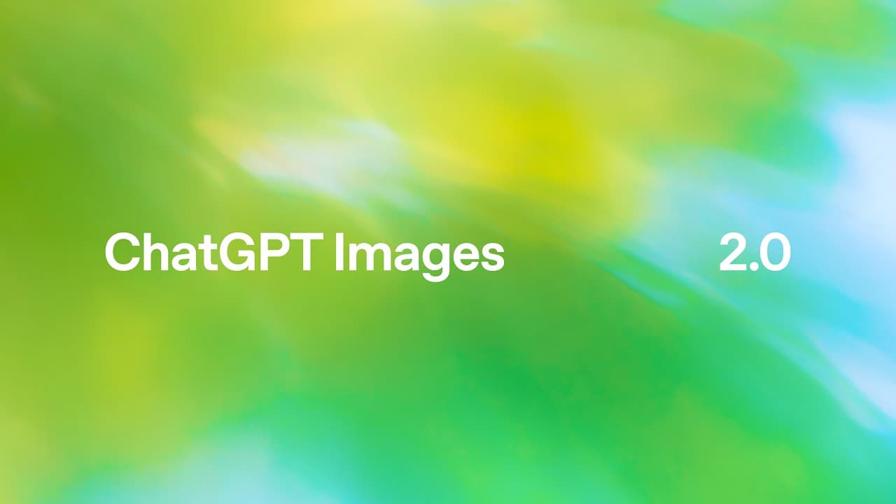 Green and yellow gradient background with "ChatGPT Images" and "2.0" text displayed in white