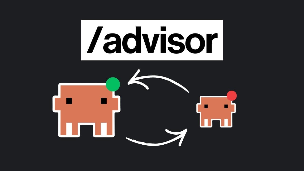 /advisor logo with two pixel art characters connected by arrows, showing transformation from larger figure with green dot…