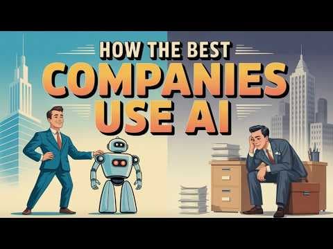 Two businessmen flank a friendly robot against a stylized cityscape skyline with the title text in gold lettering above