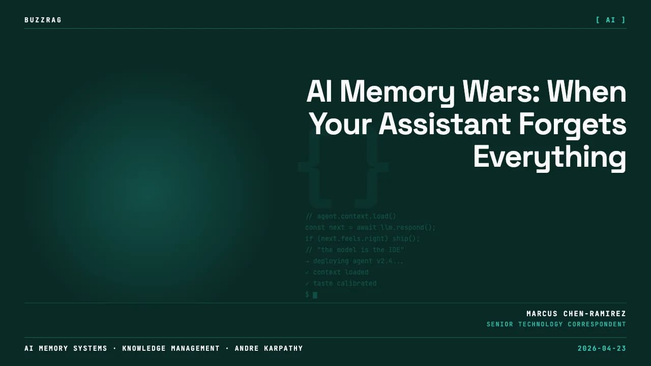 Man in beanie and glasses pointing at tweet from Andrej Karpathy about using AI to build a personal wiki, with "IT FAILS"…