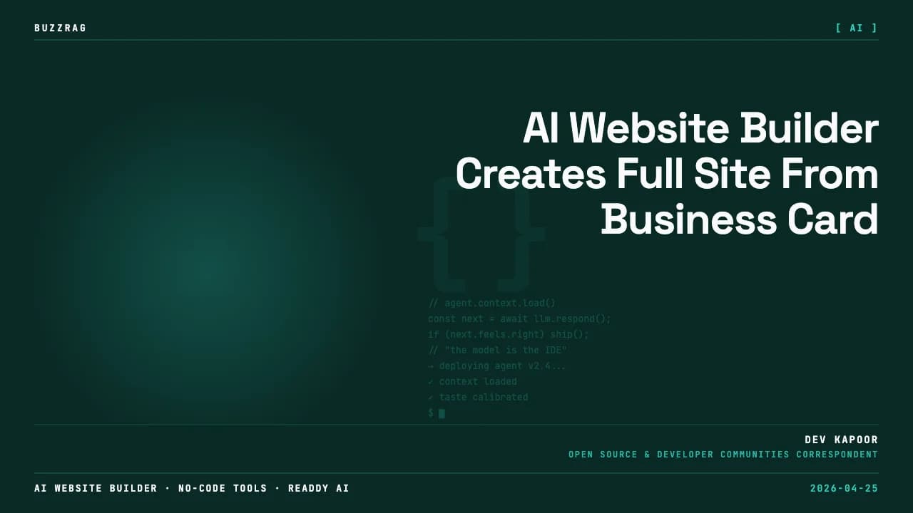Gary Sims wearing a black cap and shirt gestures expressively while discussing AI website building technology against a…