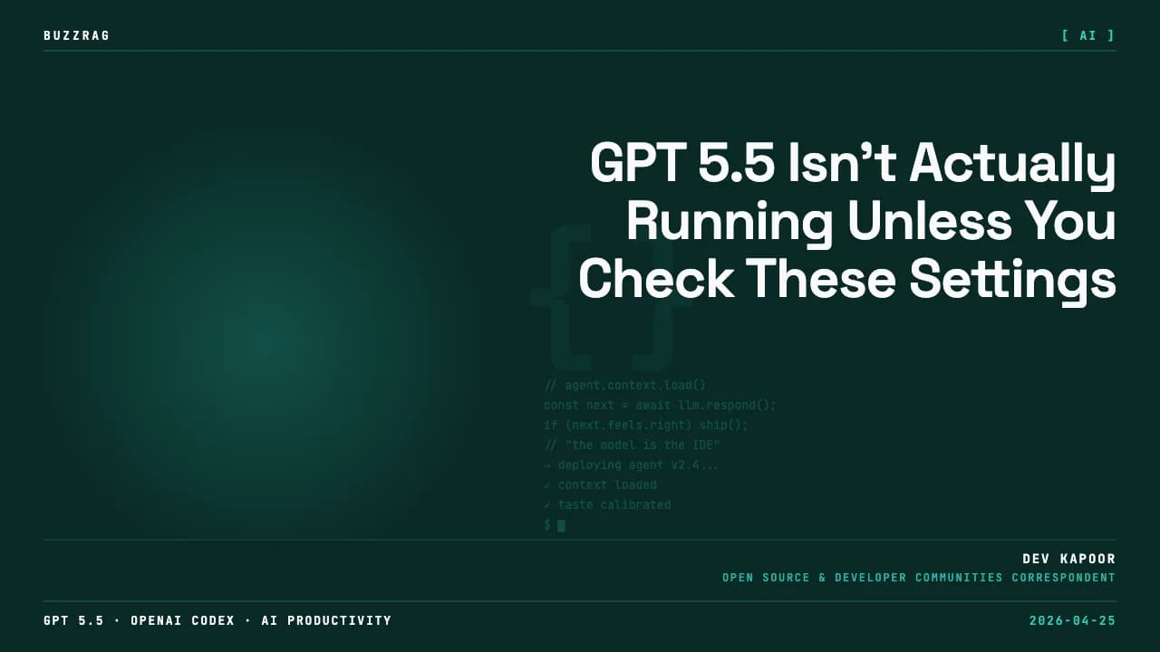 OpenAI GPT 5.5 tutorial with search, code, and terminal icons connected to the ChatGPT logo, highlighting tips and tricks…