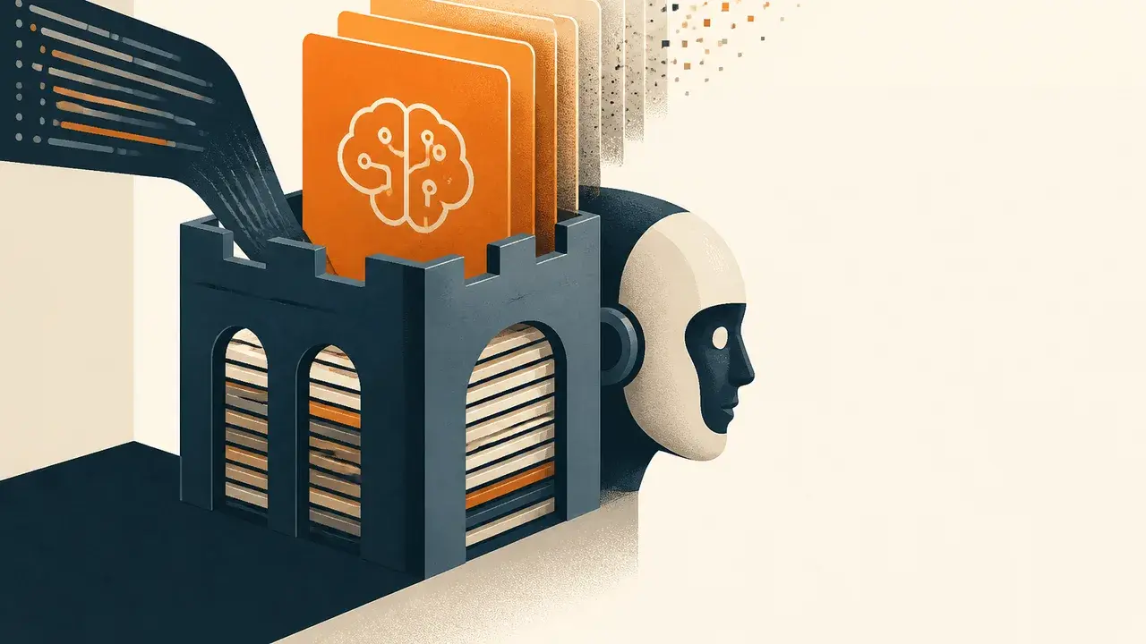 Local Memory" text with AI chatbot icon connected by arrow to green brain circuit icon on dark background