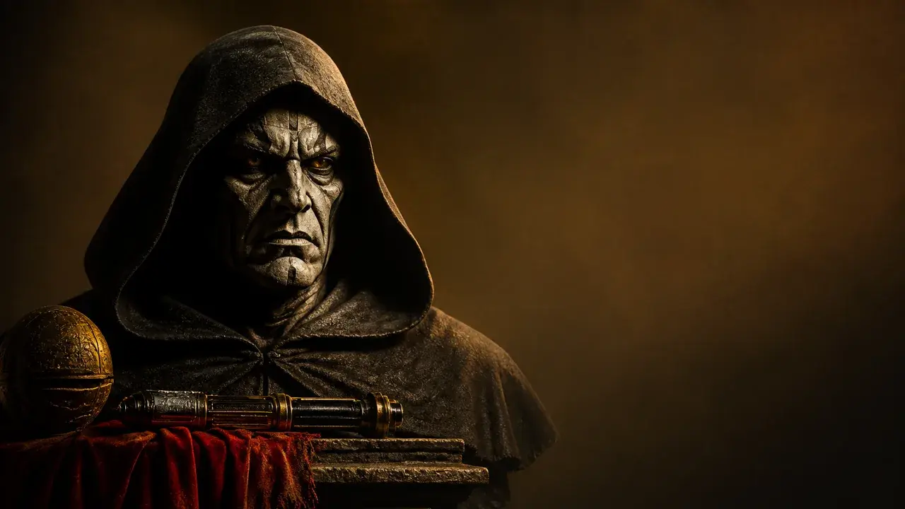 Woman reacting next to Star Wars book cover and dark menacing face imagery with "Path of Destruction" text visible