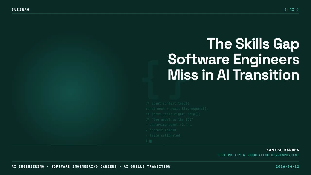 Person with nose ring against code background with text showing SWE ($120K) and AI ($450K) salary comparison