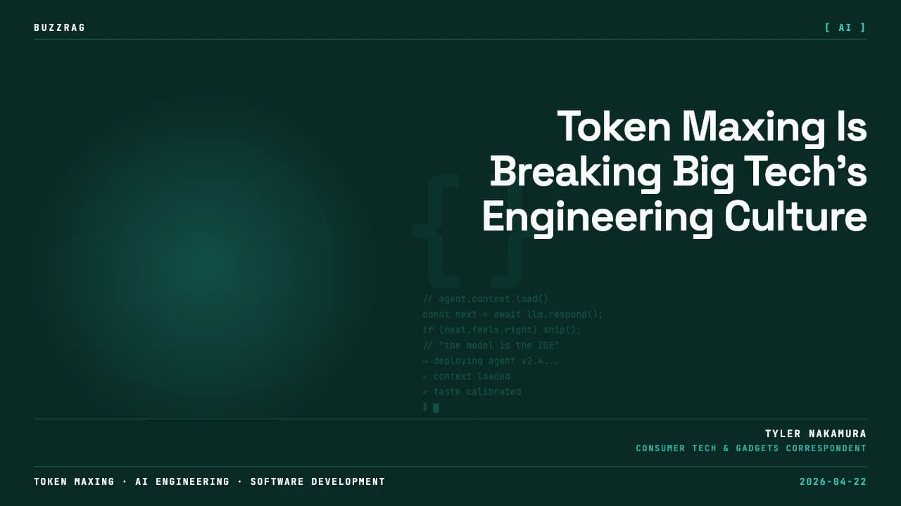 Two men in conversation with "AI Engineer Europe," "The Pragmatic Engineer," and "Tokenmaxxing" text overlaid on a dark…
