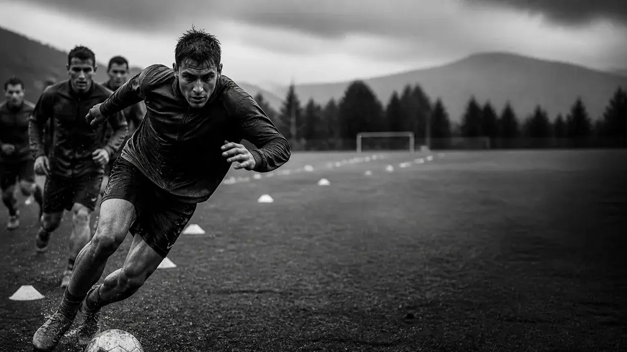 Soccer players in action on a field with text reading "THE HARDEST SPORT?" and Vox branding